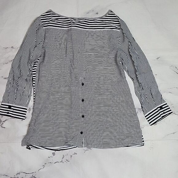 Cato Black/White Striped Blouse - Picture 5 of 5